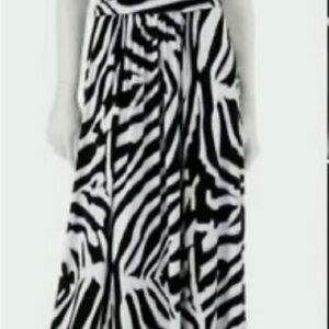 Jennifer Lopez Black, White, and lavender Maxi Dress